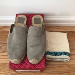 Tory Burch Gray Suede Espadrille Mules